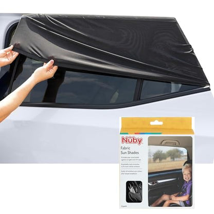 Nuby Car Seat Sunshade for Vehicle Window | 2 Pack| Breathable Mesh Fabric | Full Window Function for Fresh Air Flow | Blocks Sun Rays, Bugs, and Cools Car |Black - style: Window Mesh Shade