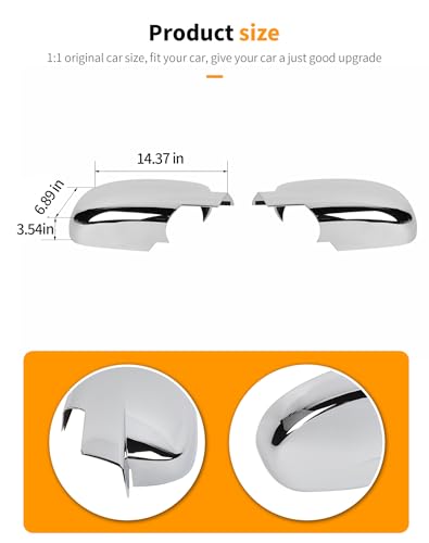 Chrome Fully Mirror Caps Covers Compatible with 2007-2014 Chevy Silverado GMC Sierra Avalanche Tahoe Suburban Yukon Escalade ESV Side View Door Mirror Cover Caps (Left Right) - color: Fully Caps Chrome
