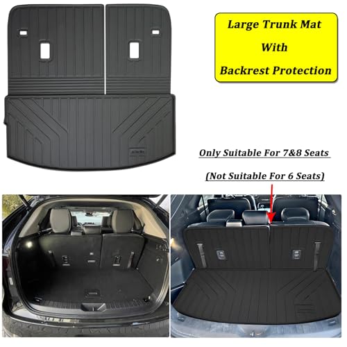 Large Cargo Liners for Mazda CX90 CX-90 2024 2025 (Only Suitable for 7&8 Seats)(Not Suitable for 6 Seats),TPE All Weather Protection with Trunk Mat Covering The backrest - size: 2024 2025 CX90 Cargo Mats