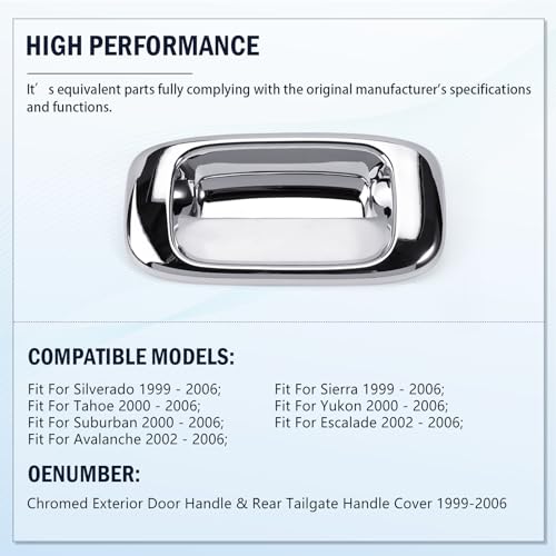 Chromed Exterior Door Handle Cover Caps & Rear Tailgate Handle Cover & Door Side Rearview Mirror Caps 12Pcs Exterior Cover Set Fit for Silverado 1999-2006 Sierra 1999-2006 Yukon 2000-2006