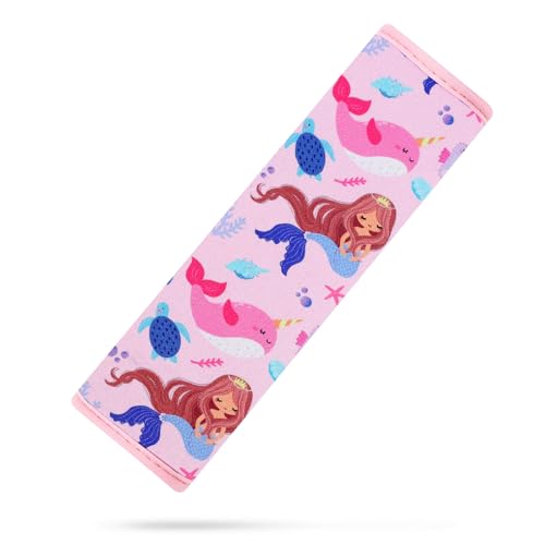 YR Seat Belt Cover for Kids, Soft Comfort Seat Belt Cushion for Children, Cute Cartoon Pattern Car Seat Belt Pads Cover for Girls and Boys, 1 Pack (Cute Mermaid) - color: Cute Mermaid