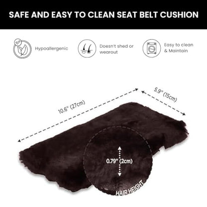 Andalus Genuine Sheepskin Car Seat Belt Cover Pad – Soft Fuzzy, Comfy Fluffy Seatbelt Covers, Shoulder Pad Neck Cushion Protector, Car Accessories for Woman, Man, Girl (Brown, 2-Pack) - color: Brown