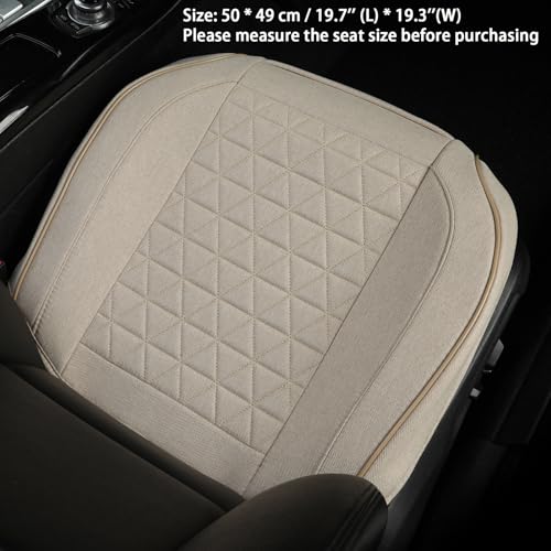 West Llama Linen Front Car Seat Cover Protector Anti-Slip Bottom Seat Cover Fits 95% of Vehicles,Wrapping Around The Bottom,Triangular Pattern(Beige-1Pcs) - color: Triangular Pattern-Beige, size: 1pc