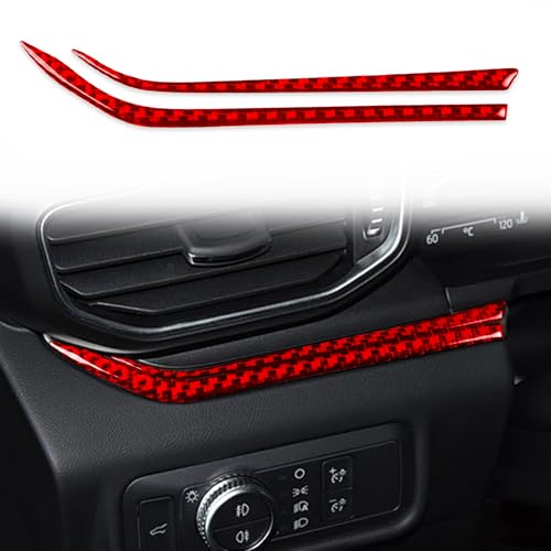Real Red Carbon Fiber Car Driver Side AC Vent Lower Decorative Strip Sticker Auto Interior Trim Compatible with Ford Explorer(U625) XLT/Limited/ST/Platinum/Platinum Hybrid 2020 2021 2022 2023 - color: Driver Side Strip Trim