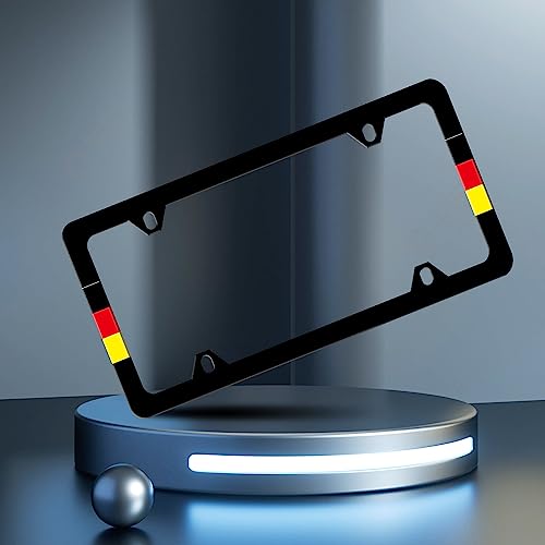 German Flag License Plate Frame Germany License Plate Frames Personalise Stainless Steel Funny Design Compatible with Standard License Plate Holder for USA and Canada 6 X 12 with Screws - color: German Flag