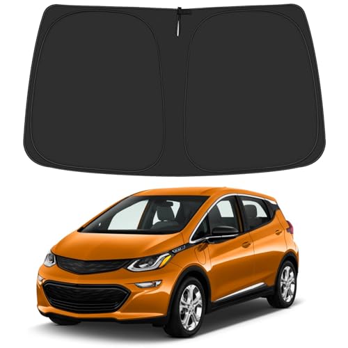 Windshield Sun Shade for 2017-2025 Chevy Bolt EV Hatchback Accessories (NOT for Bolt EUV), Foldable Window Sunshade Sun Visor Protector, Front Windshield Sunshade Sun Shield Blocks UV Ray Heat - size: Silver & Black-Fit 2017-2025 Chevy Bolt EV
