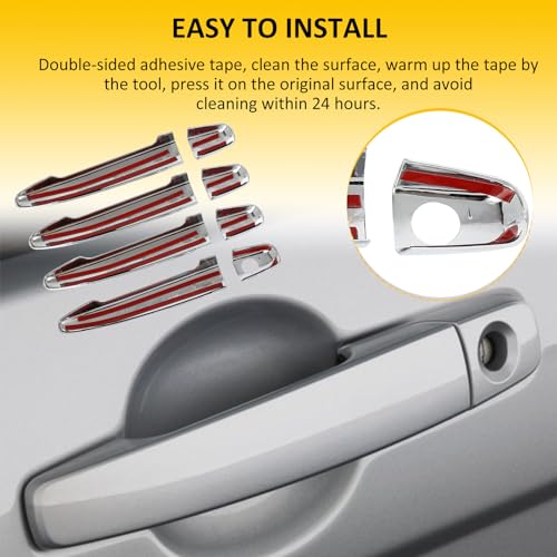 OCPTY 4PCS Door Handle Covers for 2008-2011 for Lexus GS450h/GS460,2003-2009 for Lexus GX470,2003-2009 for Toyota 4Runner,2006-2011 for Toyota Avalon Exterior Driver Side & Passenger Side Chrome