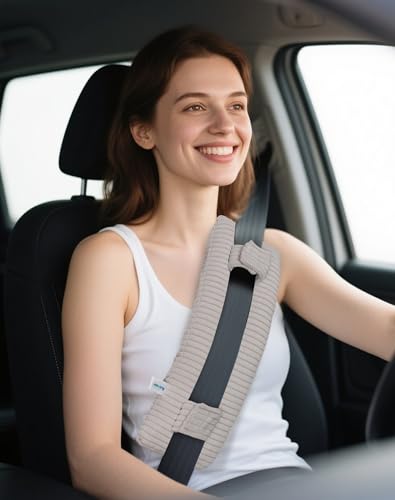 Seat Belt Pillow Post Surgery, Mastectomy Pillow for Hysterectomy Recovery Must Haves, Corduroys Seatbelt Cushion for Breast Cancer Post Protector, Heart Surgery Recovery Gifts, Light Gray - color: Light Gray