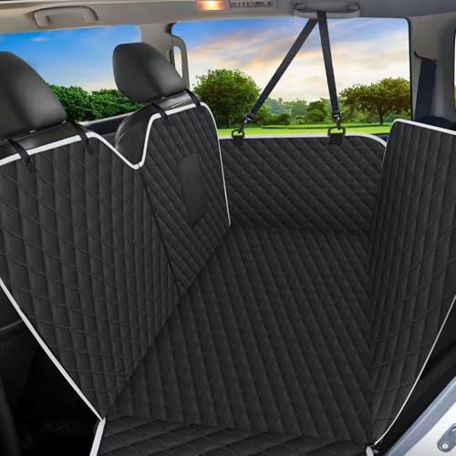 Meolsaek Dog Hammock for Car Back Seat Scratch Proof Nonslip Pet Car Seat Cover,Side Flaps with Zipper, Heavy Duty Car Seat Cover for Dogs with Storage Bag (Black-Zipper) - color: White