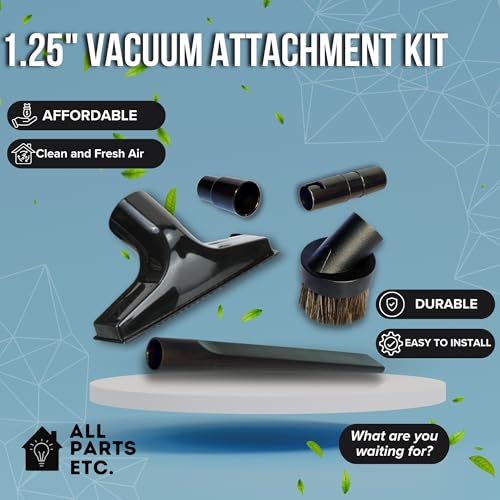 Attachments for 1.25" Vacuum Cleaner – Dust Brush, Crevice, Upholstery Tool & 2 Adapter - fits 1.5" & 1.375" Compatible with Kirby, Shark, Hoover, Oreck, Bissell, Eureka, Rainbow - color: 4-Pack