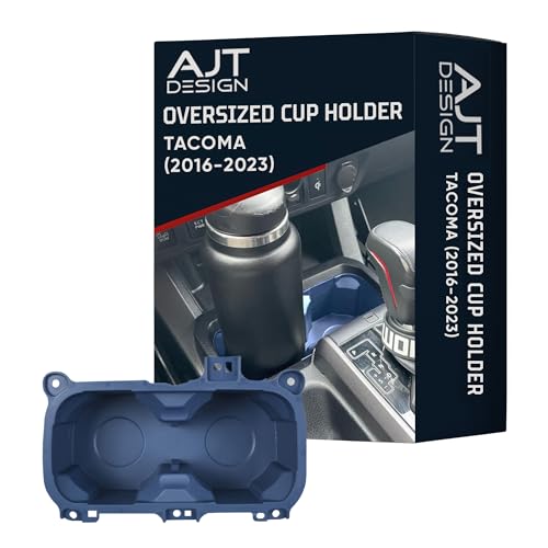 AJT DESIGN Oversized Cup Holder for Toyota Tacoma (2016-2023) | ABS Plastic Oversized Cup Holder Replacement for Tacoma - Cavalry Blue | Vessel Diameter of 3.65" | Made in USA - color: Cavalry Blue, style: Without Rubber Tray