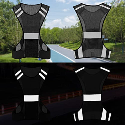 TCCFCCT Reflective Running Vest, High Visibility Running Gear with Large Pocket - color: 2 Pack Mesh Black