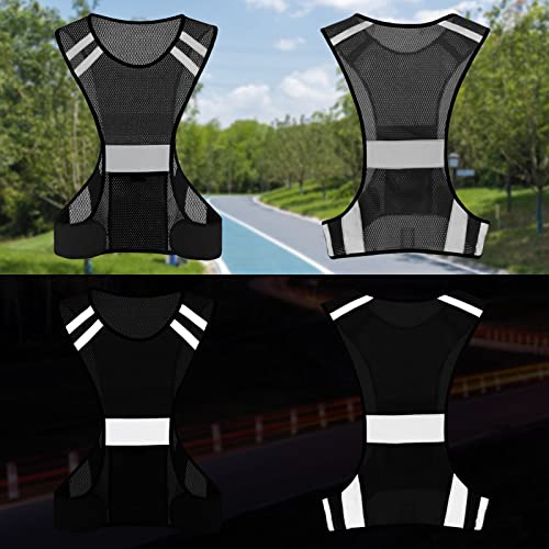 TCCFCCT Reflective Running Vest, High Visibility Running Gear with Large Pocket - color: 3 Pack Mesh Black
