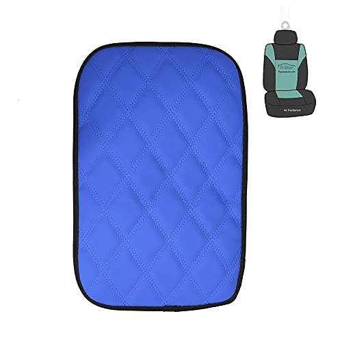 FH Group Ultra Luxe Faux Leather Diamond Pattern Center Console Armrest Cushion, Luxury Seat Box Cover Protector for Most Cars, Trucks, and SUVs (Blue) w. Gift - color: Blue, size: Faux Leather