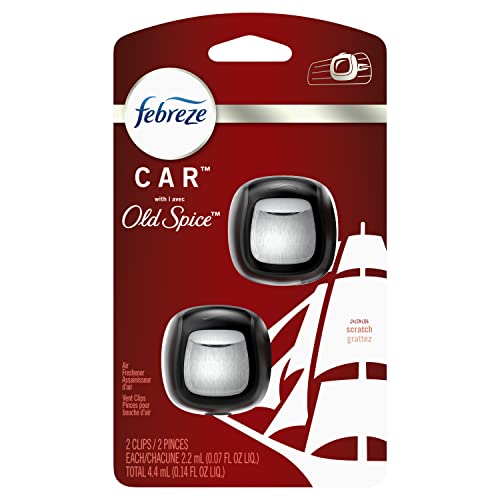 Febreze Car Vent Clip Air Freshener, Odor Eliminator for Up to 30 Days Freshness, 2 Clips (Old Spice) - size: 0.14 Fl Oz (Pack of 1)