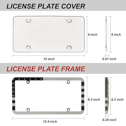 2Pack License Plate Cover and Frames,Clear Front and Rear License Plate Holder Shield,Unbreakable Car Licence Plate Frame Protector fits Any US Plates (Black American Flag Frame) - color: Black American Flag Frame with Clear Cover
