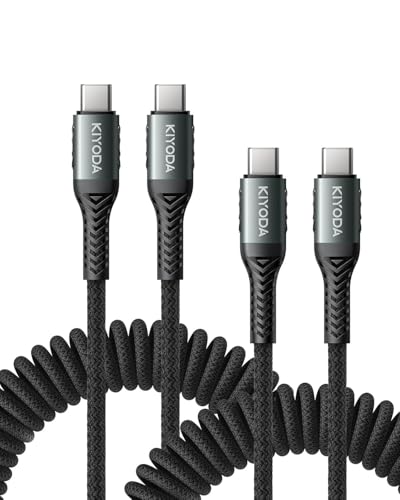 USB C Cable for Car 3FT/6FT, Coiled USB C to USB C Cable Fast Charging 66W, Braided USB Type C Charger Cord Compatible with iPhone 17 16 15 Pro Max, Samsung, Google Phones and More Type C Devices - color: Black, size: 3FT & 6FT - 2Pack, style: USB C to US