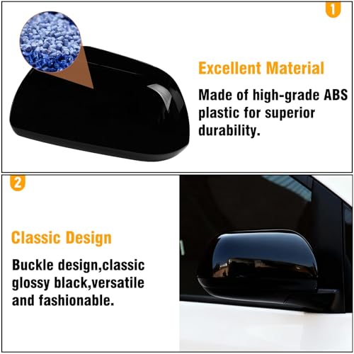 Moonlinks 1Pair Compatible with 2012 2013 2014 2015 2016 2017 2018 2019 2020 Toyota Sienna Mirror Cover Replacement, Black Left Driver Side&Right Passenger Side Door Rearview Side Clip-on Mirror Cap - color: Pair Black