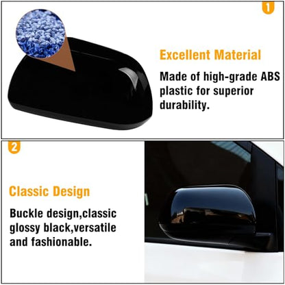 Moonlinks 1Pair Compatible with 2012 2013 2014 2015 2016 2017 2018 2019 2020 Toyota Sienna Mirror Cover Replacement, Black Left Driver Side&Right Passenger Side Door Rearview Side Clip-on Mirror Cap - color: Pair Black