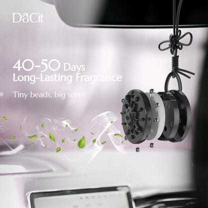 Car Air Freshener Hanging, Refillable Essential Oil Diffuser with 7 Beads + 14 Refills, Long Lasting 40-50 Days Odor Eliminator, Aromatherapy for New Car, Home, Men & Women - Blackcurrant