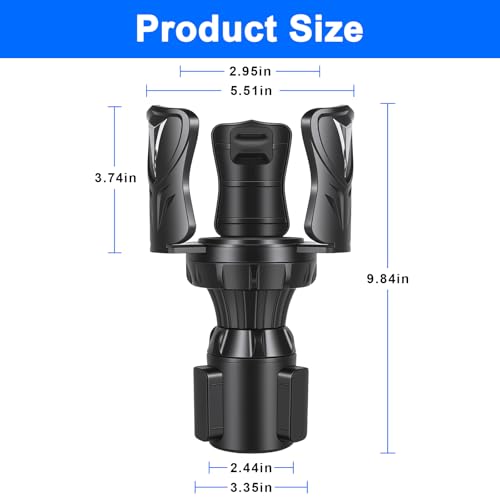 Car Cup Holder Expander, Large Cup Holder Adapter for Car, Water Bottle Holder Extender, Adjustable Drink Holder for Car Fits Yeti, Hydro Flask 24/32oz, Black