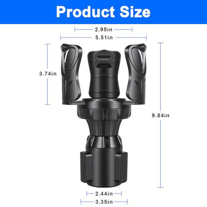 Car Cup Holder Expander, Large Cup Holder Adapter for Car, Water Bottle Holder Extender, Adjustable Drink Holder for Car Fits Yeti, Hydro Flask 24/32oz, Black