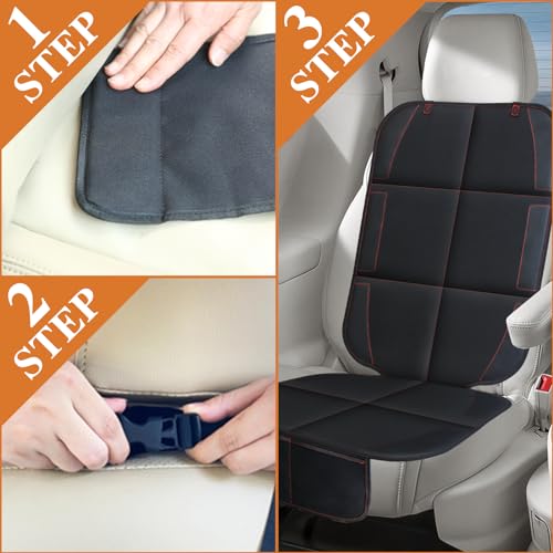 Car Seat Protector With Non-Slip Rubber Padded Backing, Waterproof Thickest Padding for Child Seats, No Imprint Under Baby Seat (Red-1pcs) - color: 1pcs-Black with Red Stitching