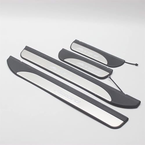 Fashion Style Led Door Sill Scuff Plate Guard Sills Protector Trim Compatible with Honda Accord 2013-2017 9TH (White) - color: White