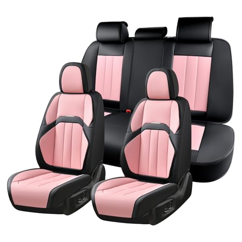 Coverado Car Seat Cover, Cover for Cars Full Seat, Premium Leather, Universal Fit Waterproof Seat Protectors, Car Seat Cushion Non-Slip for Most Cars-Blackpink - color: BlackPink, size: FullSet