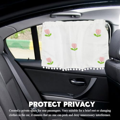 Car Side Window Sun Shade Privacy Curtain for Baby, Suction Cup Window Shade, 25"x18" Car Cartoon Sunshade Protector Heat Blocker Cover, Privacy Curtain for Kids Women (Five Tulips) - color: Five Tulips