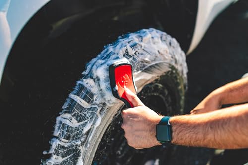 Detail Factory - ProGrip XL Tire Brush - Ergonomic ProGrip Handle - Stiff Synthetic Bristles to Cut Through Grime - Octane Underglow - color: Pink/Blue, size: X-Large