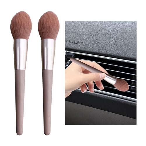 Dickno 2PCS Car Interior Dust Brush, Soft Scratch Free Auto Detailing Brushes, Universal Vehicle Interior Cleaning Tool for Automotive Dashboard, Air Vents, Leather (Long Pink) - color: Long Pink, size: 2 PCS