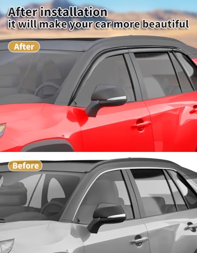 Tape-On 6pcs Rain Guards Window Visors Fit for Toyota RAV4 2019 2020 2021 2022 2023 2024 2025, Low-Profile Window Deflectors for RAV 4, Out-Channel Vent Shades Smoked - size: Fit for 2019-2025 Toyota RAV4