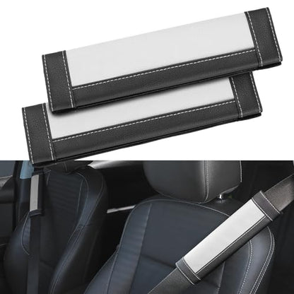 SEG Direct Black and White Seat Belt Pads Pack of 2 - color: White