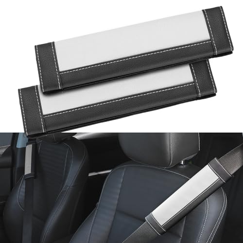 SEG Direct Black and White Seat Belt Pads Pack of 2 - color: White