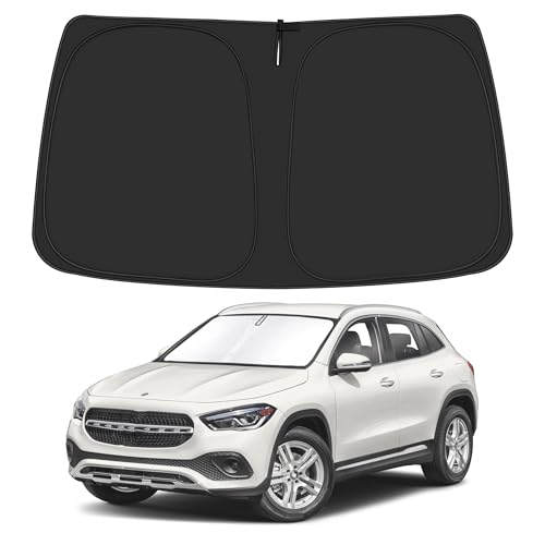 Windshield Sun Shade for 2015-2020 Merce-des Benz GLA Accessories, Foldable Window Sunshade Sun Visor Protector, Front Windshield Sunshade Sun Shield Blocks UV Rays Heat - size: Silver & Black-Fit 2015-2020 Mercedes Benz GLA