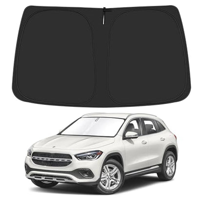 Windshield Sun Shade for 2015-2020 Merce-des Benz GLA Accessories, Foldable Window Sunshade Sun Visor Protector, Front Windshield Sunshade Sun Shield Blocks UV Rays Heat - size: Silver & Black-Fit 2015-2020 Mercedes Benz GLA