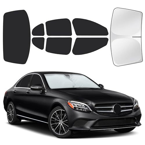 for Mercedes-Benz C-Class 2014-2021 Car Window Shades, 8pcs Privacy Sun Shade Set for Front Windshield Side and Rear Windows, Full Window Covers Keeps Vehicle Cool for Camping Napping - size: For Mercedes-benz C-class 2014-2021
