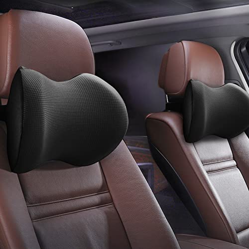 Super Comfy Car Headrest Pillow, Car Pillow for Neck Pain Relief with Adjustable Strap, 100% Memory Foam & Breathable Removable Cover, Ergonomic Design - Softness Travel Car Neck Pillow(Black, 1PC) - color: Pack of 1/Black/Super Comfy