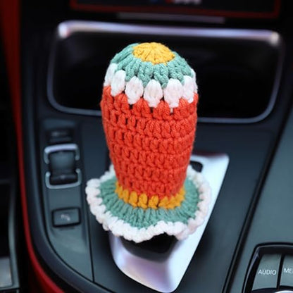 Crochet Shift Knob Cover, Universal Handmade Sunflower Boho Car Accessories for Women, Soft Shift Boots Knobs Cover Automotive Interior Fits Car Truck SUV (19#SC) - color: 19#SC
