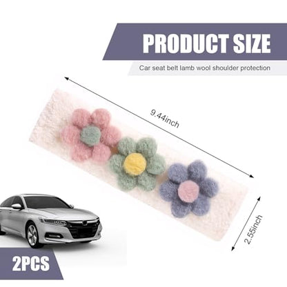 2 PCS Car Seat Belt Cover Pads, Cute Flower Safety Seatbelt Covers Cushion, 9.4" x 2.5" Soft Plush Shoulder Strap Protector, Universal Seat Belt Cover for Adults and Kids (Purple) - size: 2 PCS Car Seat Belt Cover Pads