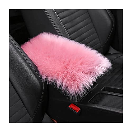 Furry Auto Center Console Cover Pad, 11.8"x7.8" Soft Sheepskin Wool Armrest Cushion, Fluffy Vehicle Armrest Seat Box Protector, Car Interior Accessories for Women Men (Deep Pink) - color: Deep Pink