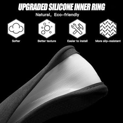 Suede Steering Wheel Cover with Upgraded Silicone Inner Ring, Breathable, Anti-Slip, Leather Universal 14.5 to 15 Inch Steering Wheel Cover (Black with Handwoven Craft) - style: Black with Handwoven Craft