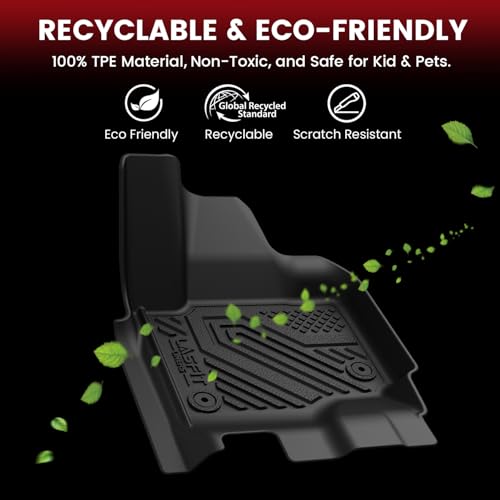 LASFIT Floor Mats for 2025 2026 Ford Expedition 7 Seats Max(Not Fit 8 Seats Standard), All Weather Protector TPE Easy Clean Car Floor Liner, 1st & 2nd & 3rd Row, 4pcs Black - style: 8) Expedition Max 7-Seat| 25-26 | 3 Rows