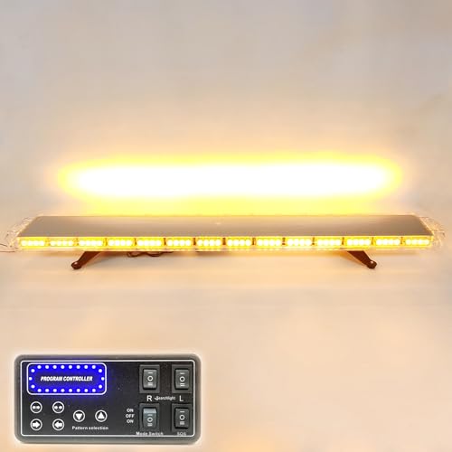 CFLMYYXGS 63" 120 LED Amber Emergency Warning Light Bar 12V-24V Strobe Flashing Beacon Light for Recovery Rescue Wreckers Tow Trucks Emergency Vehicles Snowplows Cranes Construction Vehicles Use