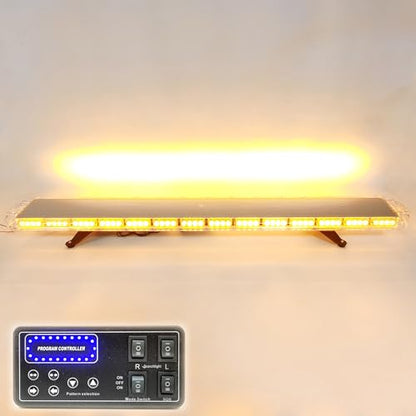 CFLMYYXGS 63" 120 LED Amber Emergency Warning Light Bar 12V-24V Strobe Flashing Beacon Light for Recovery Rescue Wreckers Tow Trucks Emergency Vehicles Snowplows Cranes Construction Vehicles Use