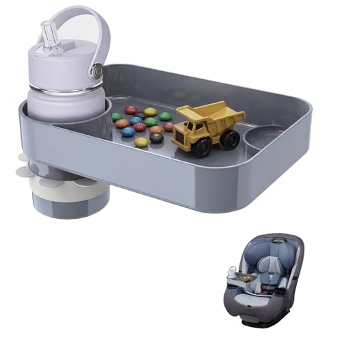 Car Seat Snack Tray for Kids Toddler Travel,Cup Holder Expander for Car,Toddler Travel & Road Trip Accessory for Mess-Free Snacking in The Car (Gray) - color: Gray