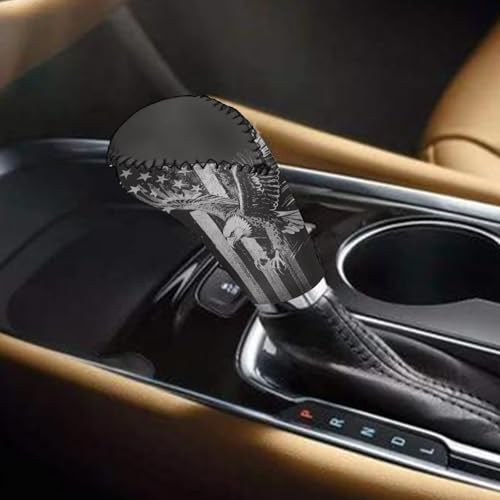 KEIAHUAN 2 Pack PCar Gear Shift Knob Cover & Handbrake Cover Breathable Anti-Slip Comfy Gear Shift Covers Universal for Most Cars,Sedans,SUVs, American Flag Eagle - color: American Flag Eagle-black