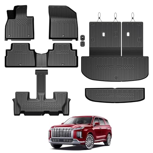 GALVAGNIATE Floor Mats for Hyundai Palisade 2020-2025, All Weather Floor Mats Trunk Cargo Liner with Backrest Protectors Accessories, Full Coverage Set (Fit 7/8 Sests) - size: For Hyundai Palisade | 2020-2025