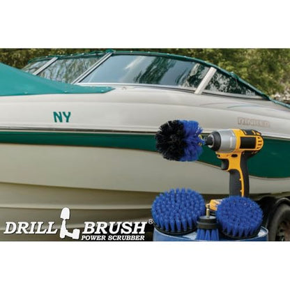 Drillbrush Boat Hull Cleaner Set/Swimming Pool Accessories - Cleaning Drill Brushes for Vinyl Liners - Hot Tubs and Spas Cleaning Brush Kit - Pool Cover Scrubber - Rotary Brushes for Walls and Deck - color: Blue